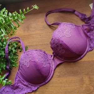 b.tempt'd bra 34dd purple with lined cups full coverage
